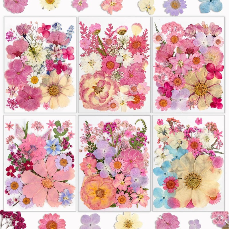 Resiners Dried Flowers for Resin, Dried Flowers for Candle Making Red Real Natural Pressed Flowers Dry Leaves Kit for DIY Crafts Resin Soap Scrapbook Supplies Card Making Jewelry (Baby Pink 150PCS) - Image 1